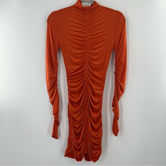 A.L.C. NWT Nolan Ruched Bodycon Zip Mini Dress in Bombay Brown size XS - Picture 5 of 10